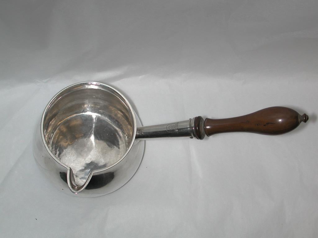 George 111 Silver Brandy Saucepan with Fruitwood Handle, 1777 1