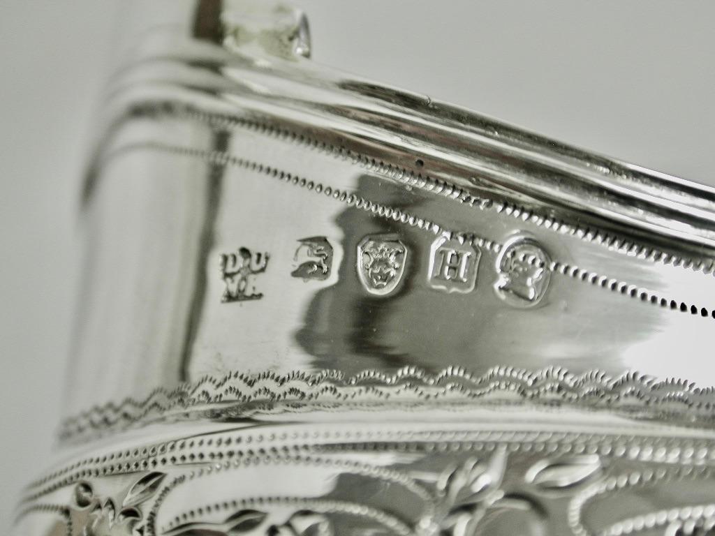 Engraved George 111 Silver Bright Cut Creamer, Dated 1803, Assayed in London For Sale