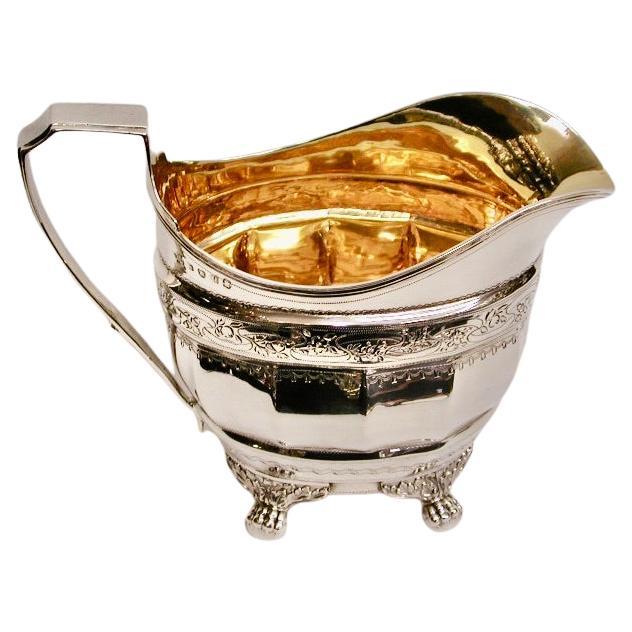 George 111 Silver Bright Cut Creamer, Dated 1803, Assayed in London For Sale