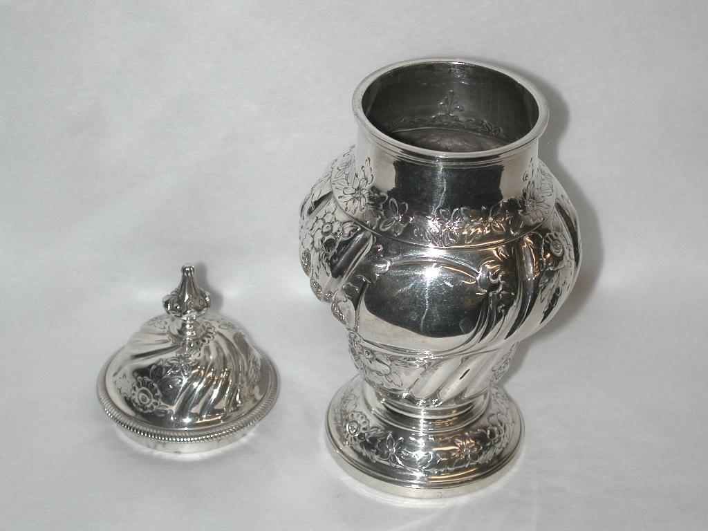 Rococo George 111 Silver Tea Caddy, Dated 1765, London, Benjamin Mountigue For Sale