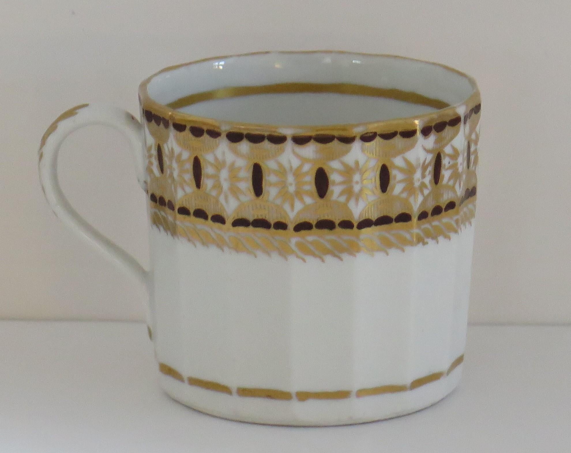 Hand-Painted George 111rd Porcelain Coffee Can by New Hall Hamilton Flute, circa 1815 For Sale