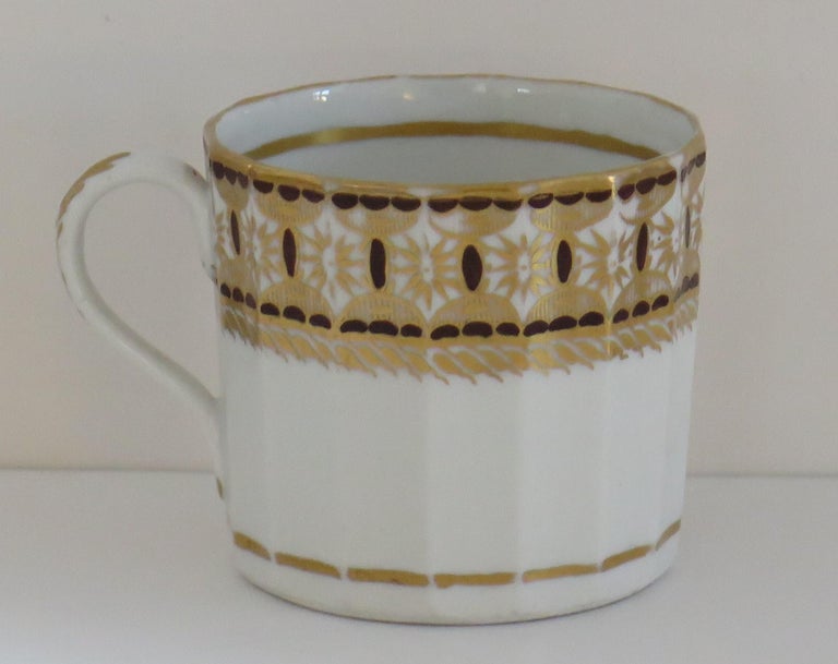 Hand-Painted George 111rd Porcelain Coffee Can by New Hall Hamilton Flute, circa 1815 For Sale