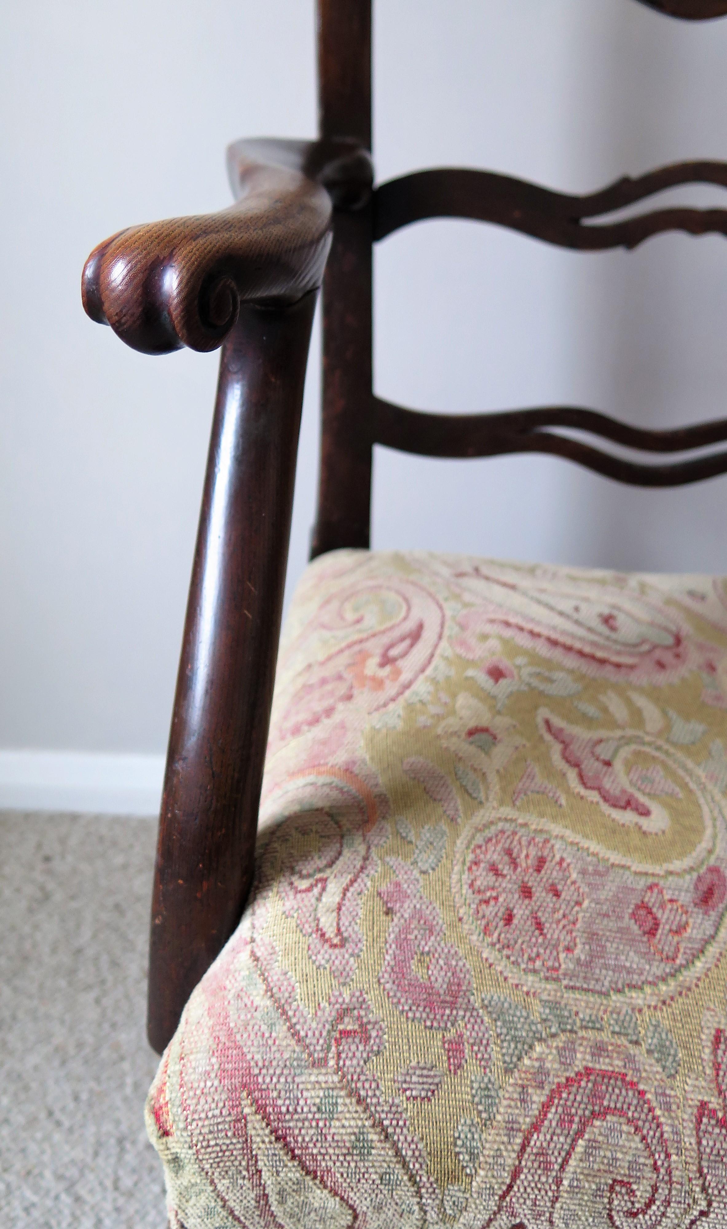 George 11nd Country Armchair Elm with Ribbon Back and Crook Arm, English Ca 1750 2