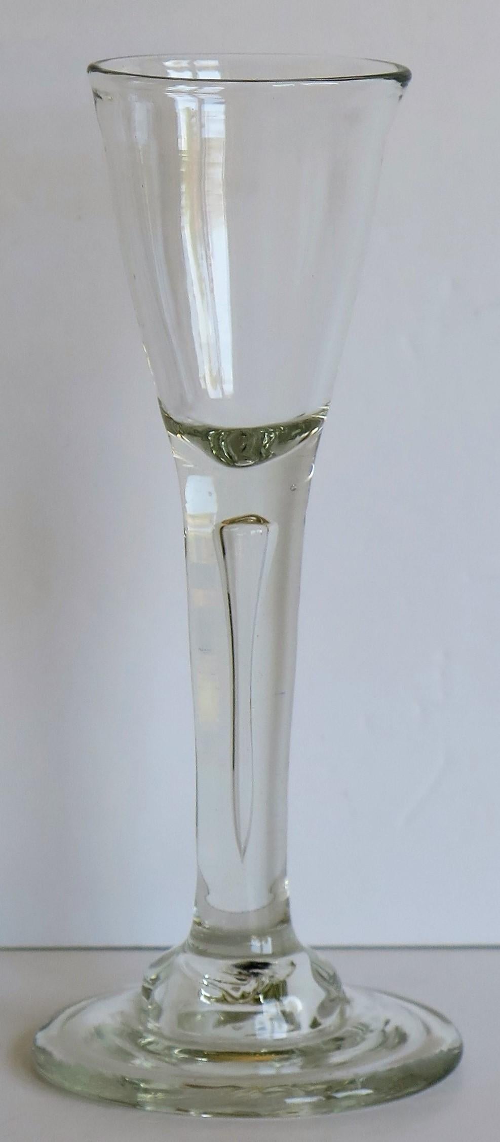 18th C George 11nd Tall Wine Drinking Glass Solid Stem and Long Tear Domed Foot 2