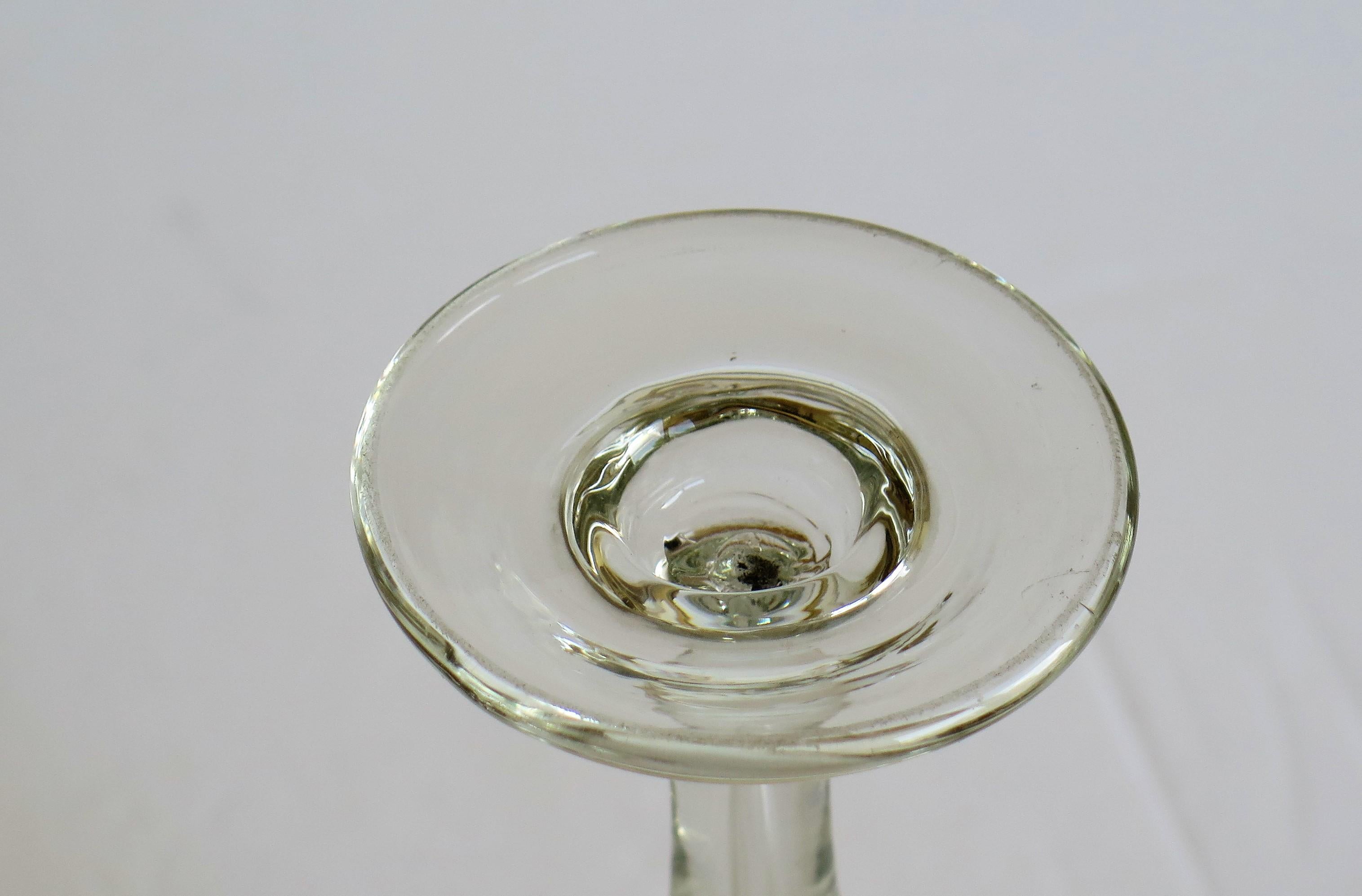 18th C George 11nd Tall Wine Drinking Glass Solid Stem and Long Tear Domed Foot For Sale 7