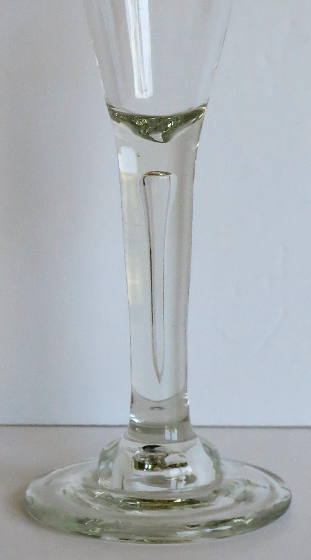 English 18th C George 11nd Tall Wine Drinking Glass Solid Stem and Long Tear Domed Foot For Sale