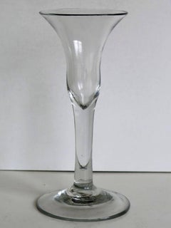 George II, Handblown Tall Wine Drinking Glass, Bell Bowl, English, circa 1740