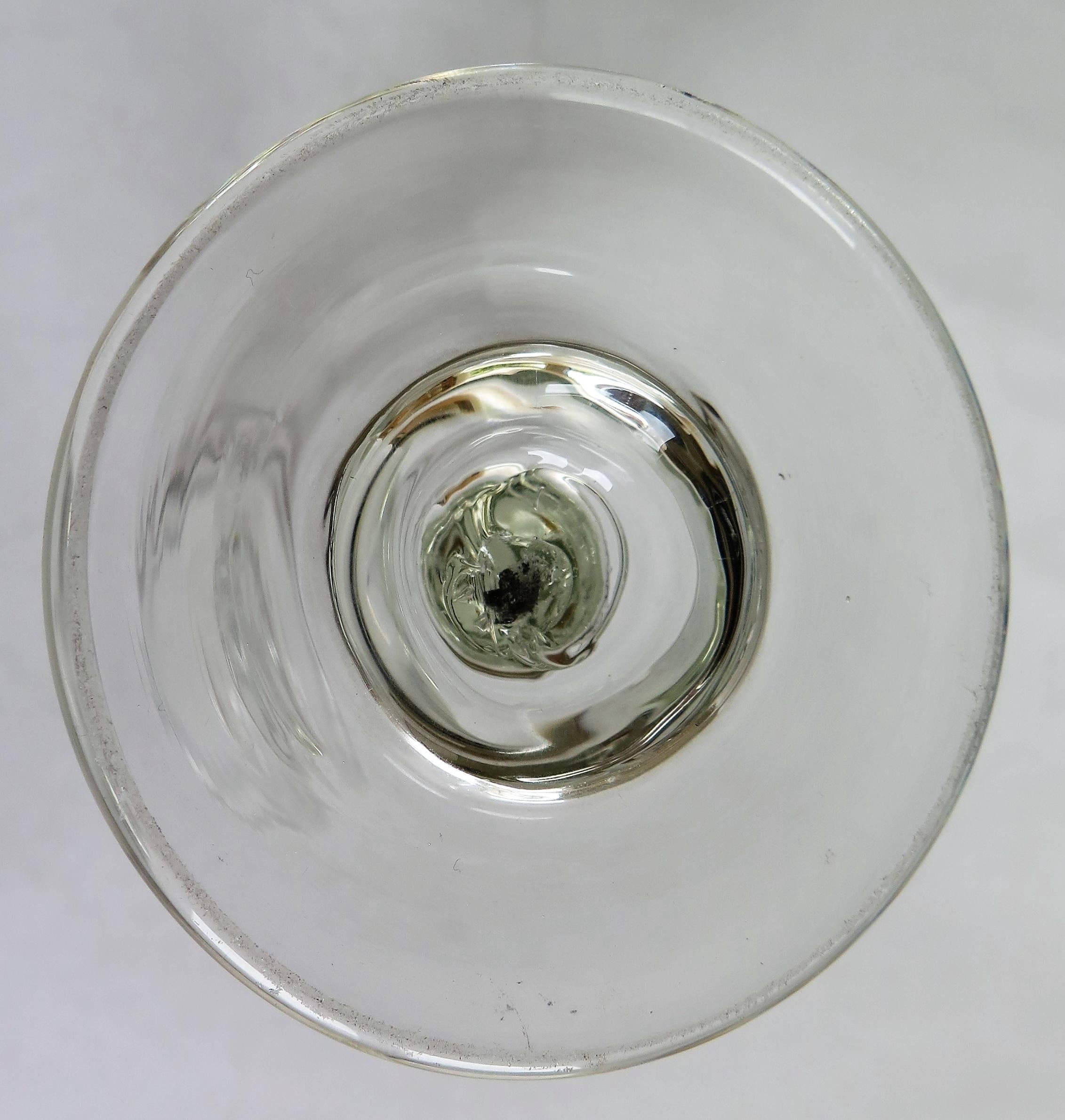 George 2nd Period English Wine Glass with Teared Stem Hand Blown, circa 1740 3