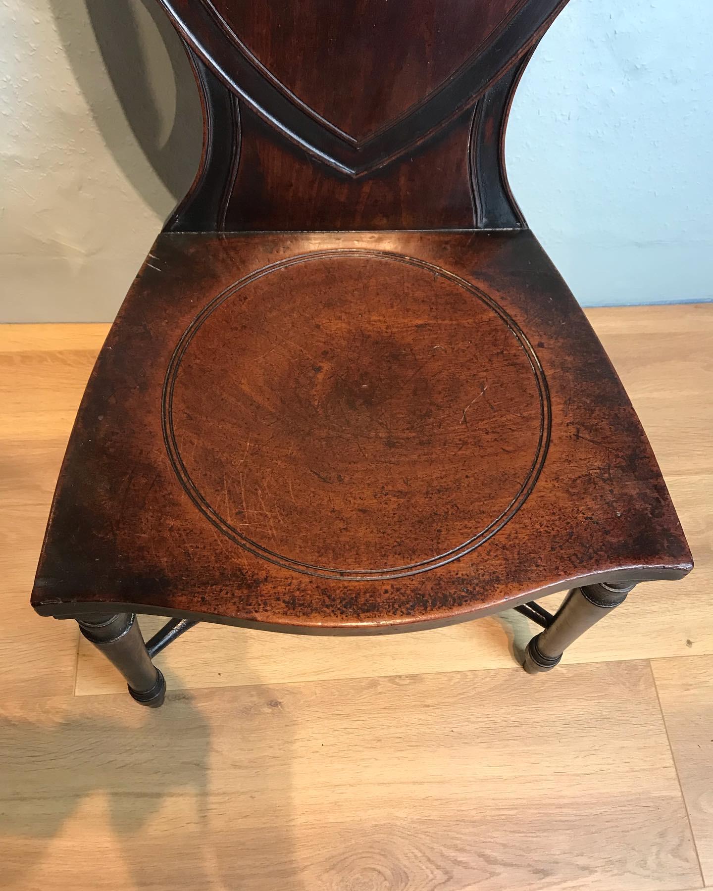 Sheraton George 3rd Mahogany Hall Chair  For Sale