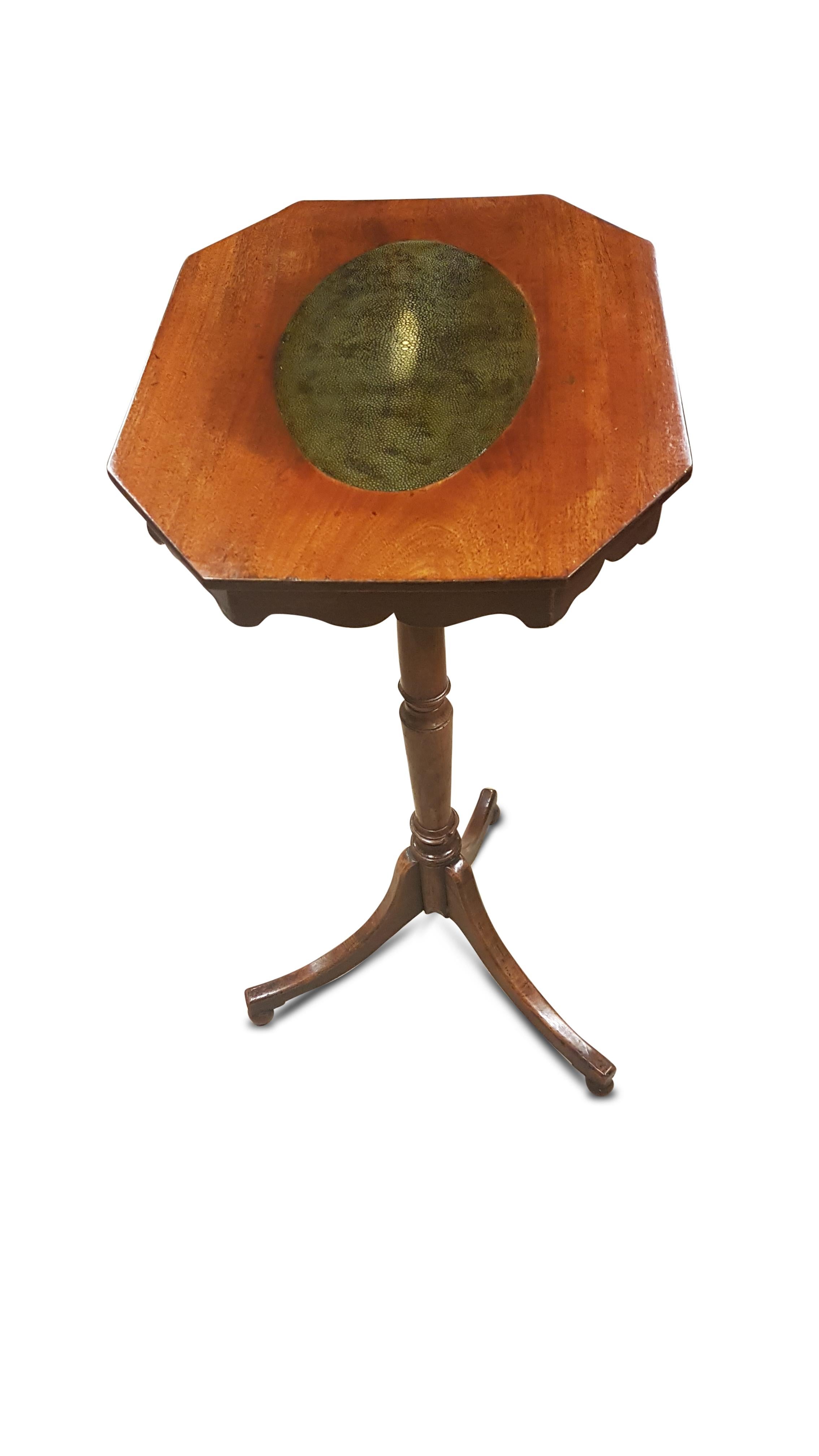 George III George 3rd Mahogany Tripod Table With Shagreen Inlay For Sale