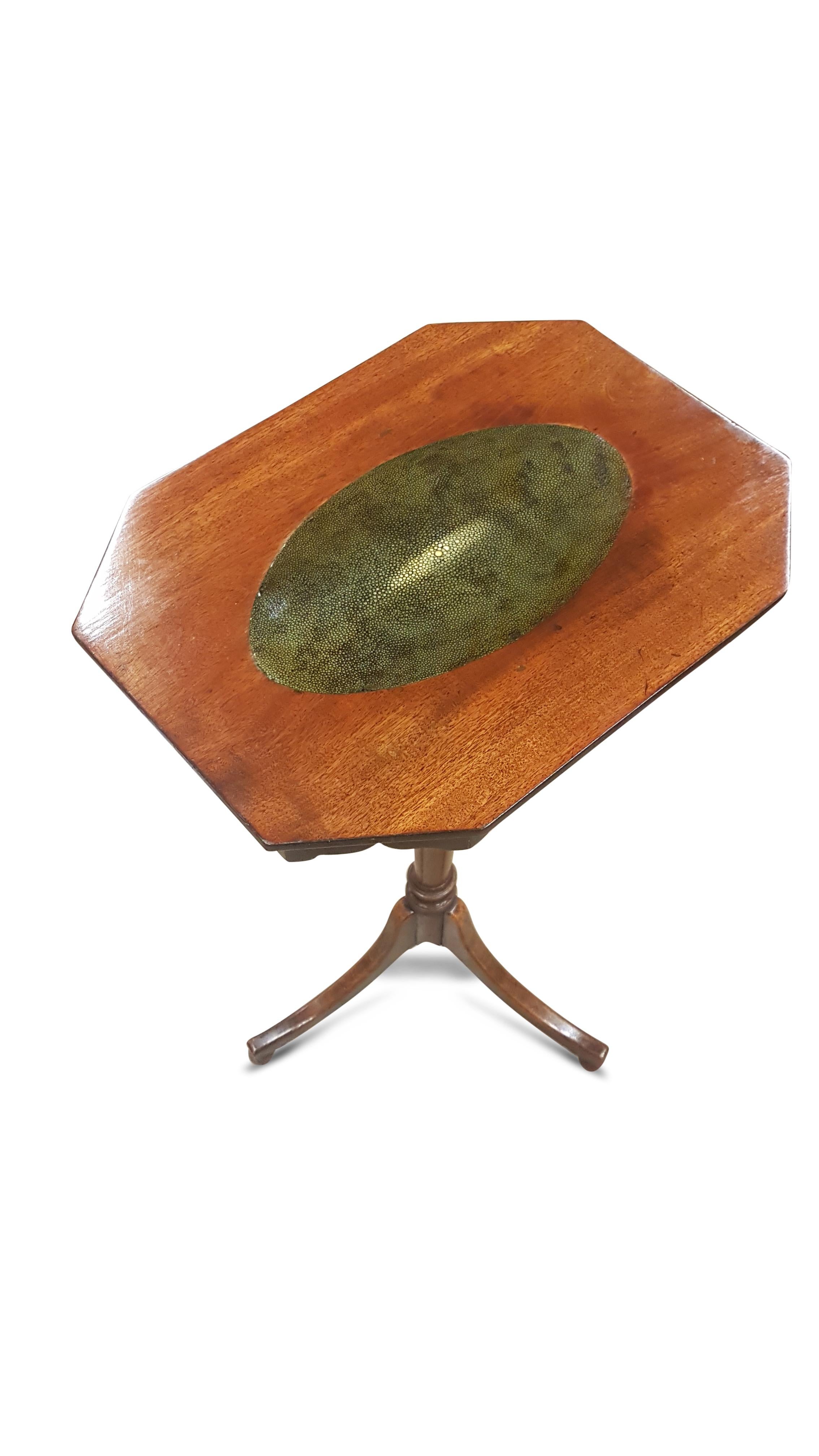 George 3rd Mahogany Tripod Table With Shagreen Inlay In Fair Condition For Sale In Bodicote, Oxfordshire