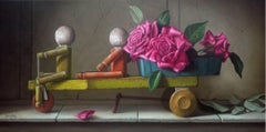 Carnet de fleurs-peinture de nature morte réaliste-jouets-fleurs- art contemporain