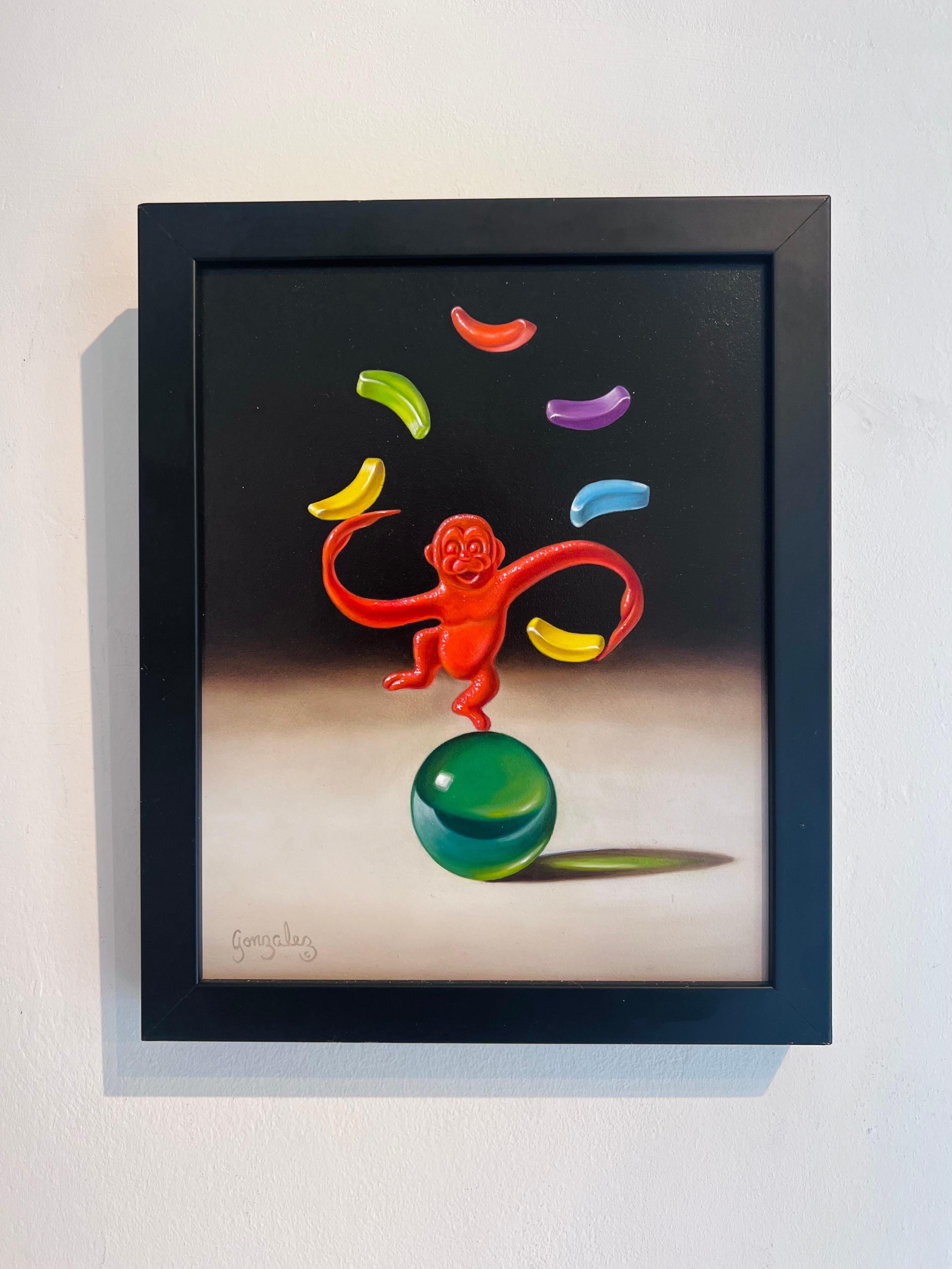 Monkey Around-original surreal- realismus stillleben öl gemälde-zeitgenössische kunst (Abstrakter Impressionismus), Painting, von George A. Gonzalez