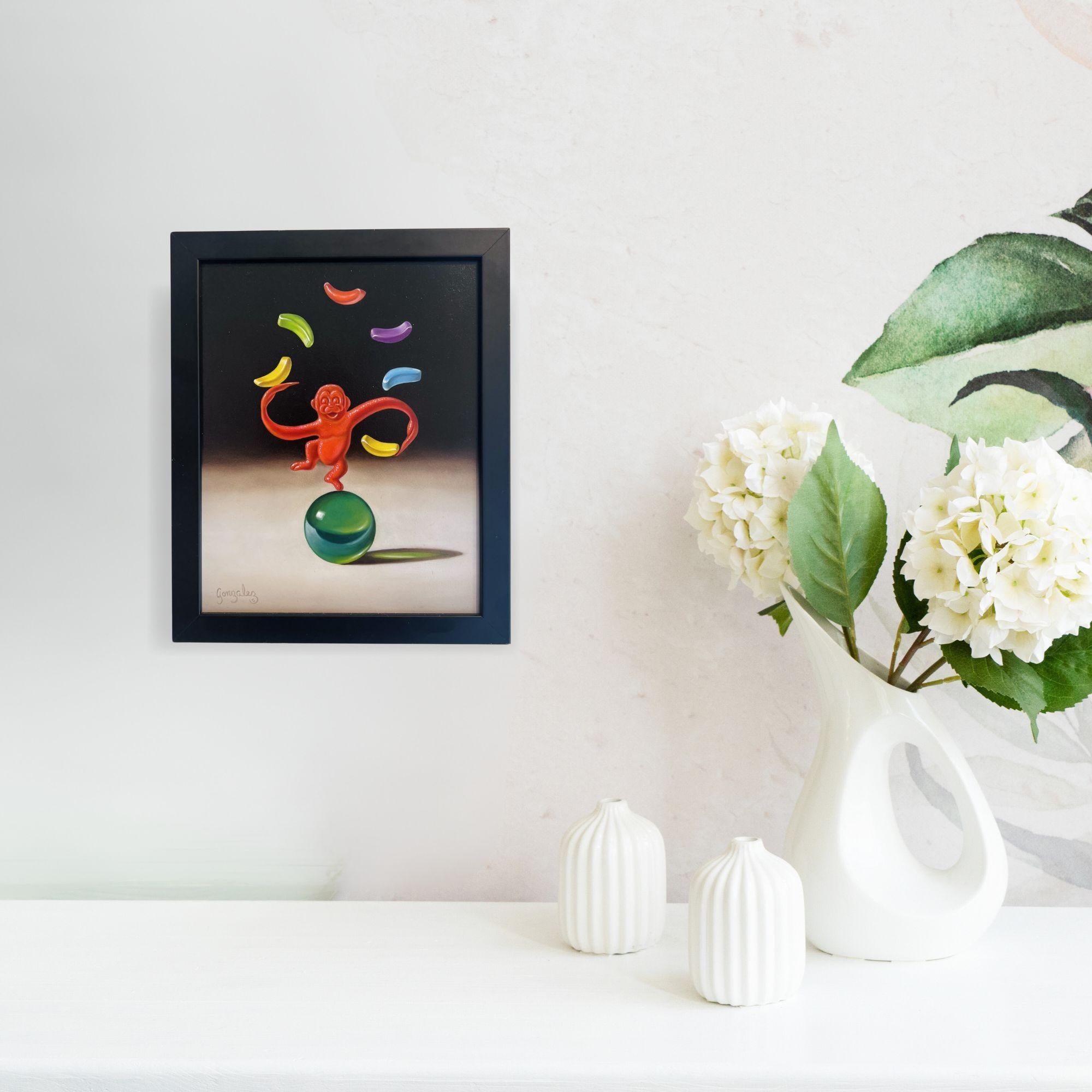 Monkey Around-original surreal- realismus stillleben öl gemälde-zeitgenössische kunst im Angebot 2