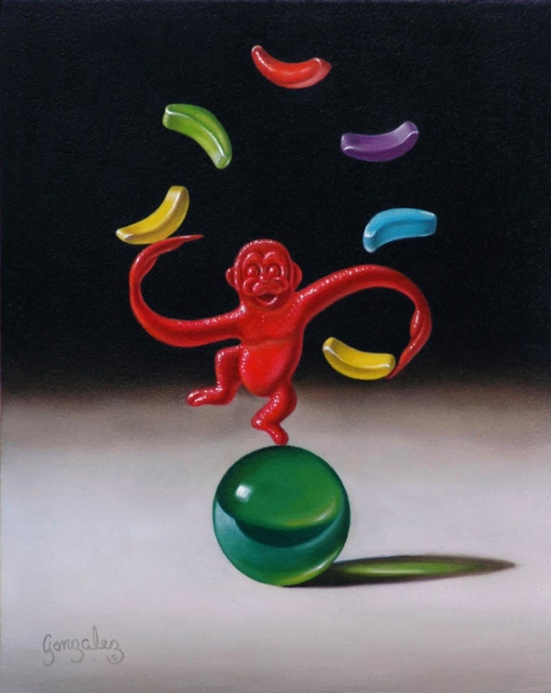 Monkey Around-original surreal- realism still life oil painting-contemporary Art