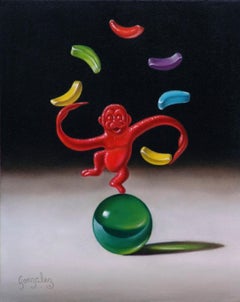 Monkey Around-original surreal- realism still life oil painting-contemporary Art