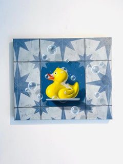 Original Rubber Ducky realism Still Life Painting, Oil on Board, 51x61 cm