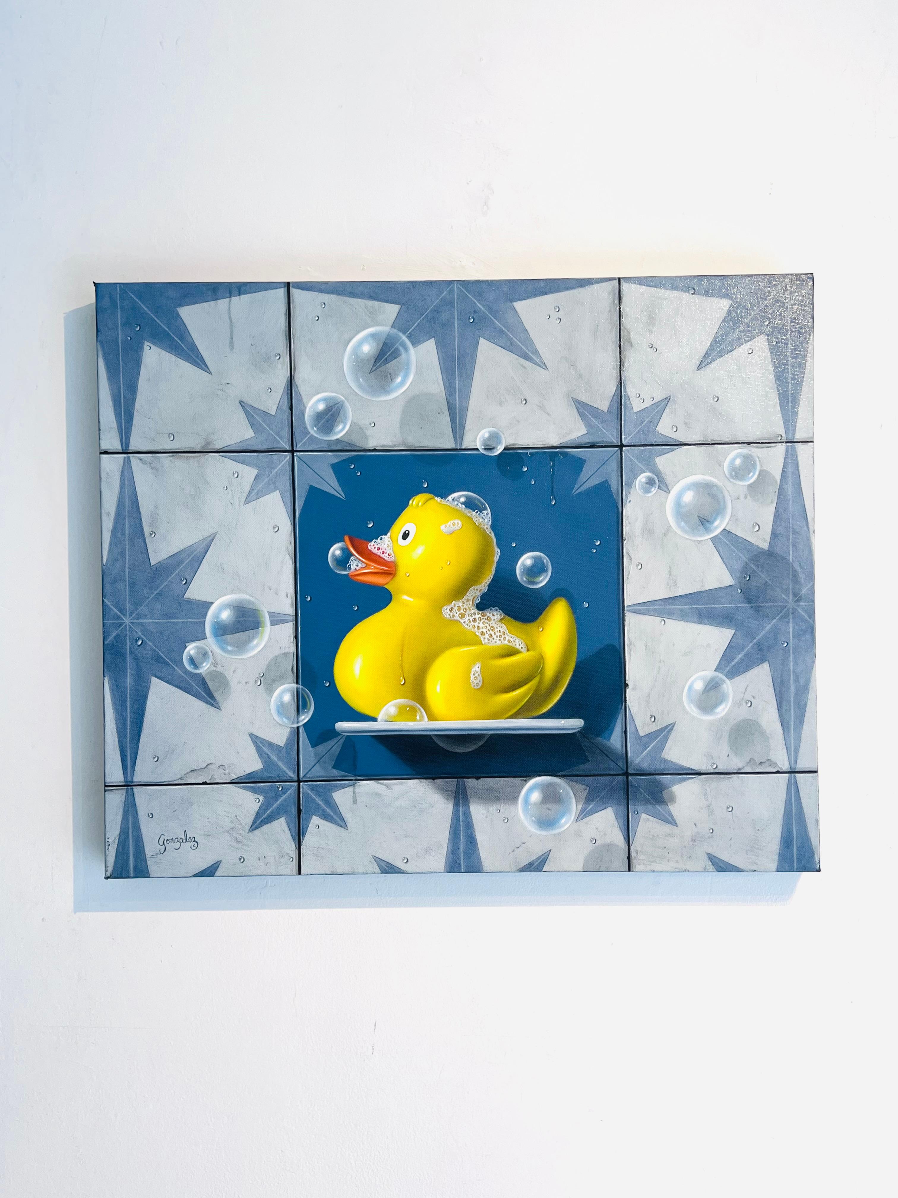 Rubber Ducky - original contemporary art, realistic oil painting, modern artwork - Painting by George A. Gonzalez
