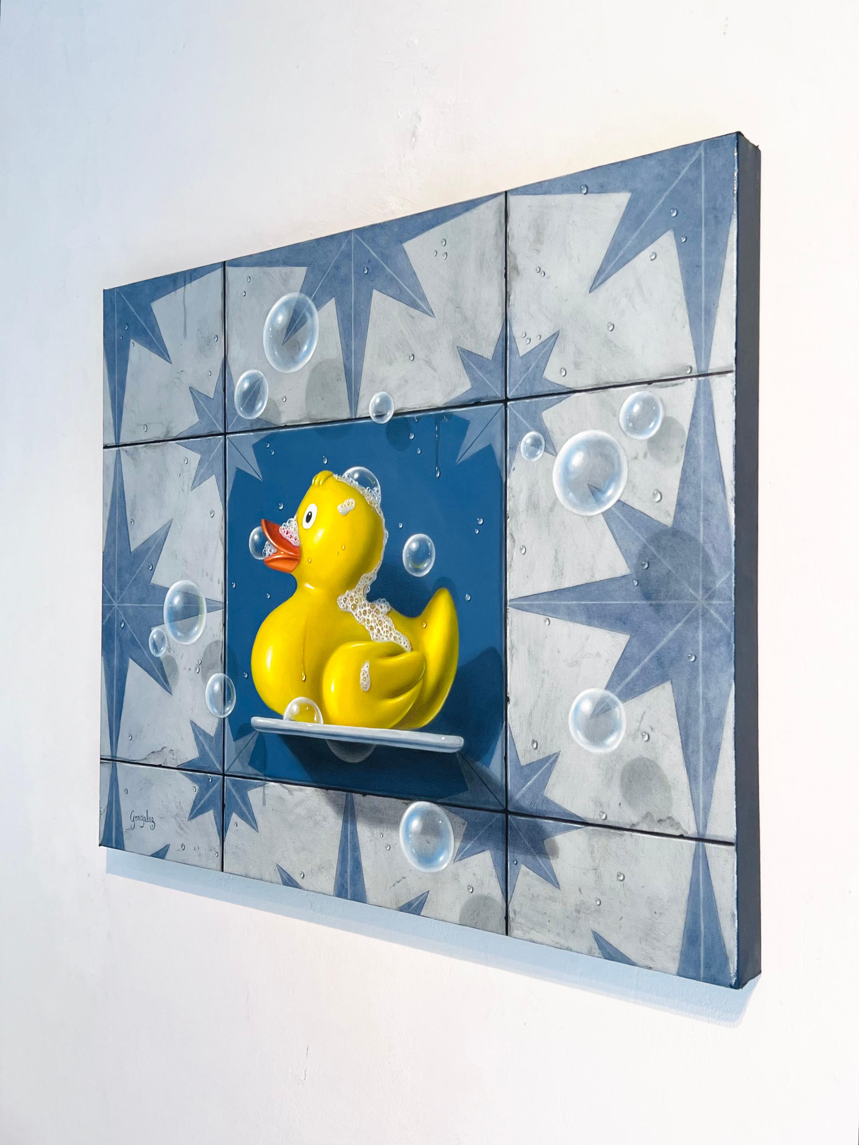 Rubber Ducky - original contemporary art, realistic oil painting, modern artwork - Abstract Impressionist Painting by George A. Gonzalez