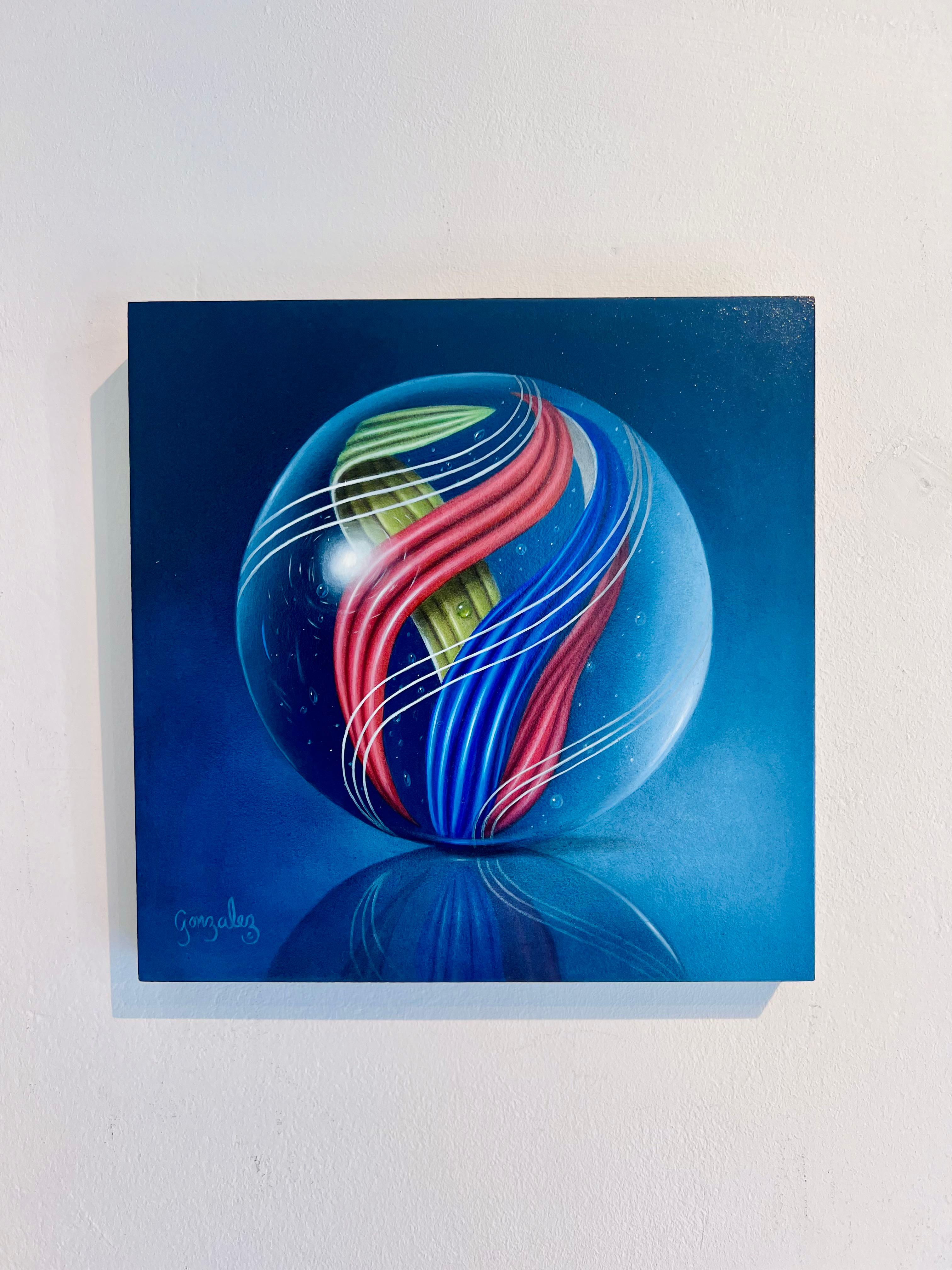 Spirals - original contemporary realist glass ball oil painting artwork - Painting by George A. Gonzalez