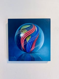 Spirals-original realism still life oil painting-marbles-glass-contemporary Art