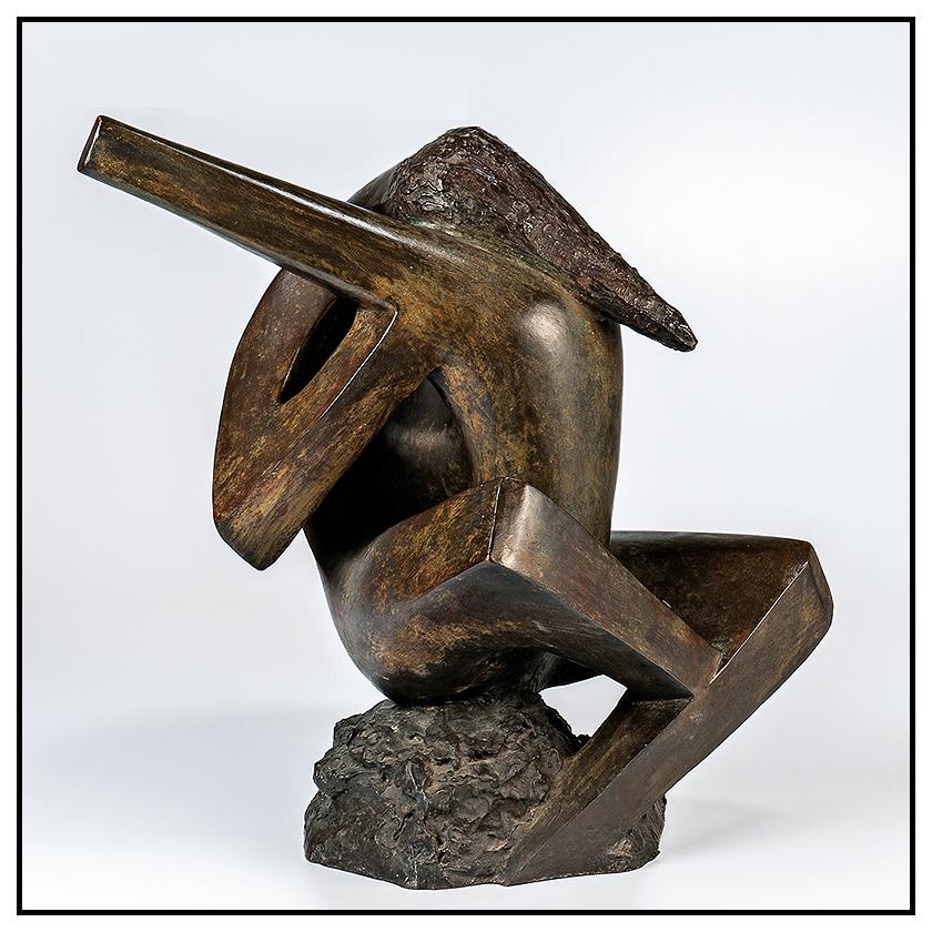George Aarons Figurative Sculpture - Geroge Aarons RARE Original Bronze Sculpture Figurative Signed Modern Artwork