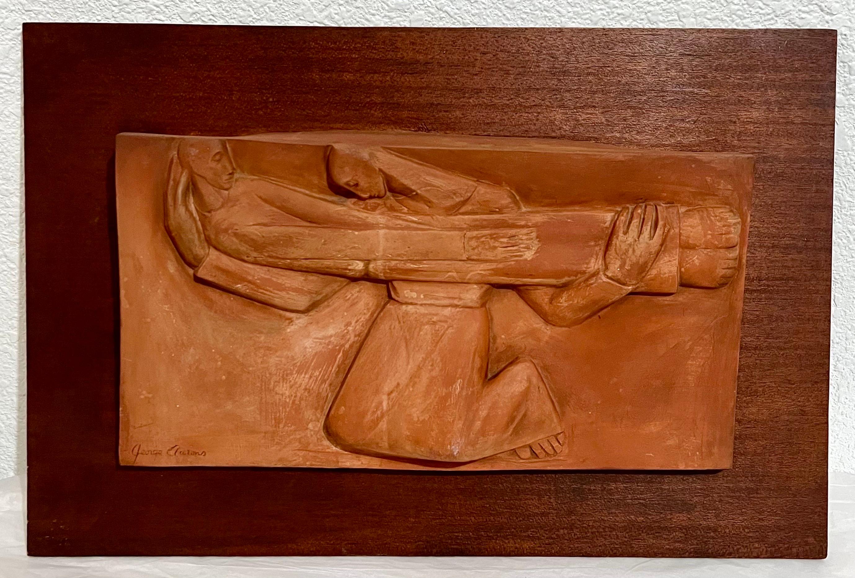 Large George Aarons Terracotta Sculpture Relief Art Deco Plaque WPA Artist  For Sale 1