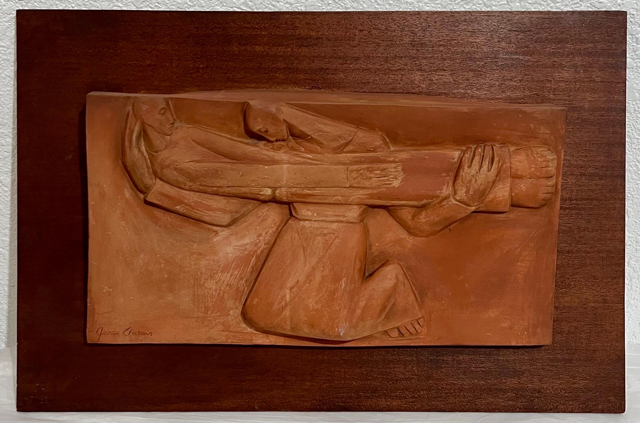 Large George Aarons Terracotta Sculpture Relief Art Deco Plaque WPA Artist  For Sale 7