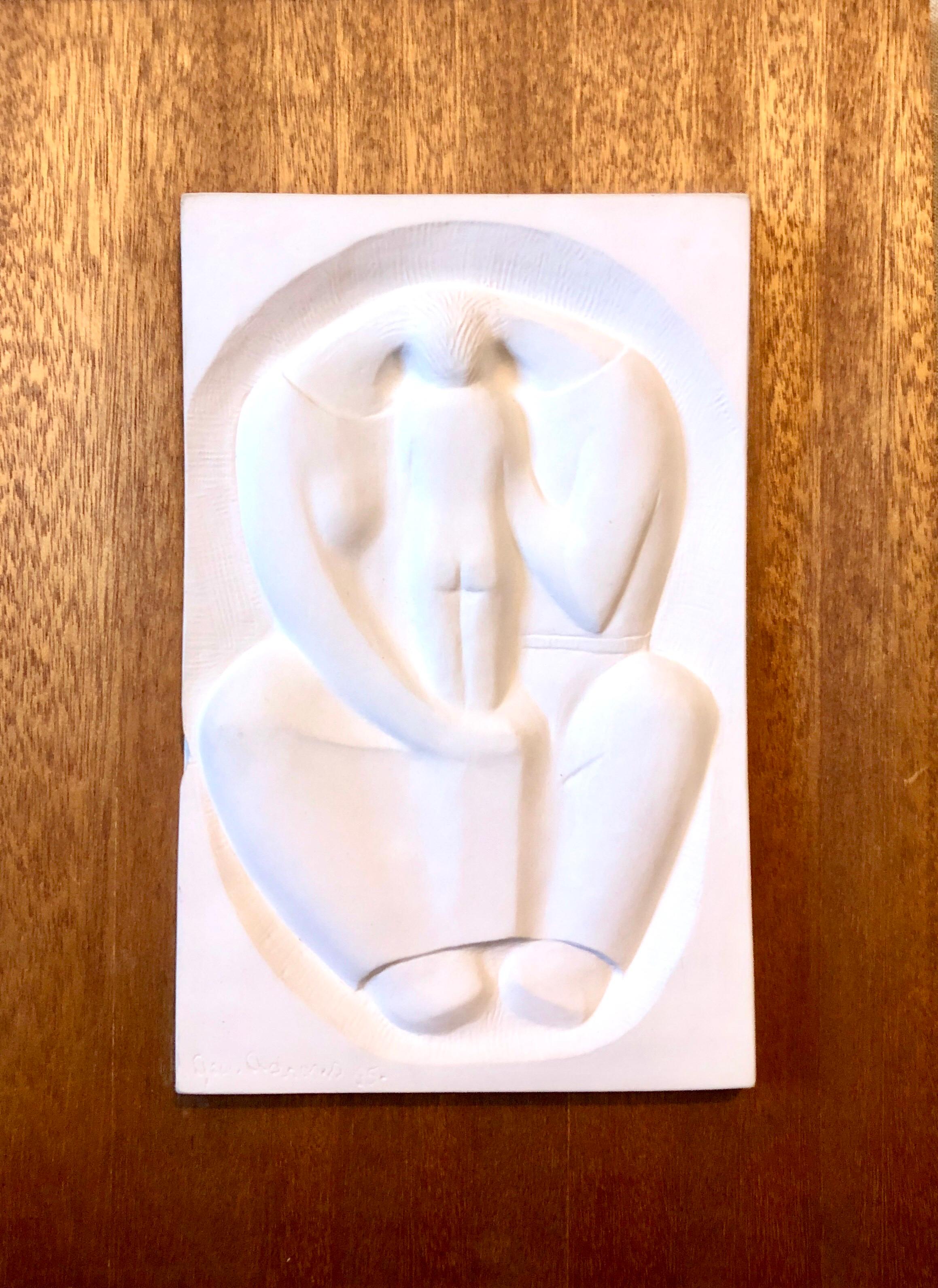 Plaster Sculpture Relief Art Deco Plaque WPA Artist Family w Baby Mother, Father 1
