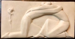 Plaster Sculpture Relief Art Deco Plaque WPA Artist Lovers Embrace, Rose