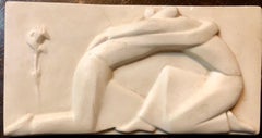 Gips-Skulptur Relief Art Deco Plakette WPA Künstler Liebende Umarmung:: Rose