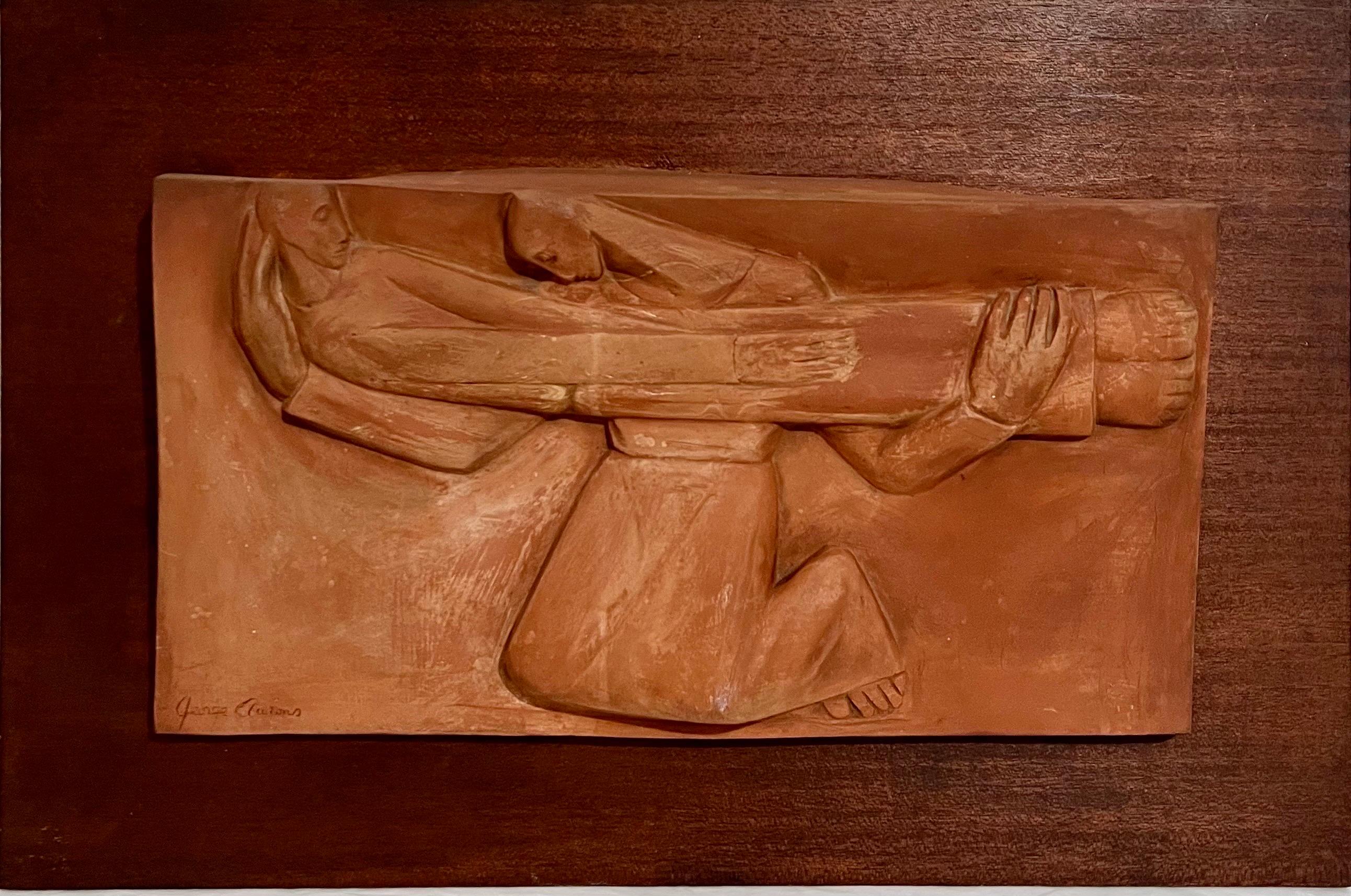 Large George Aarons Terracotta Sculpture Relief Art Deco Plaque WPA Artist