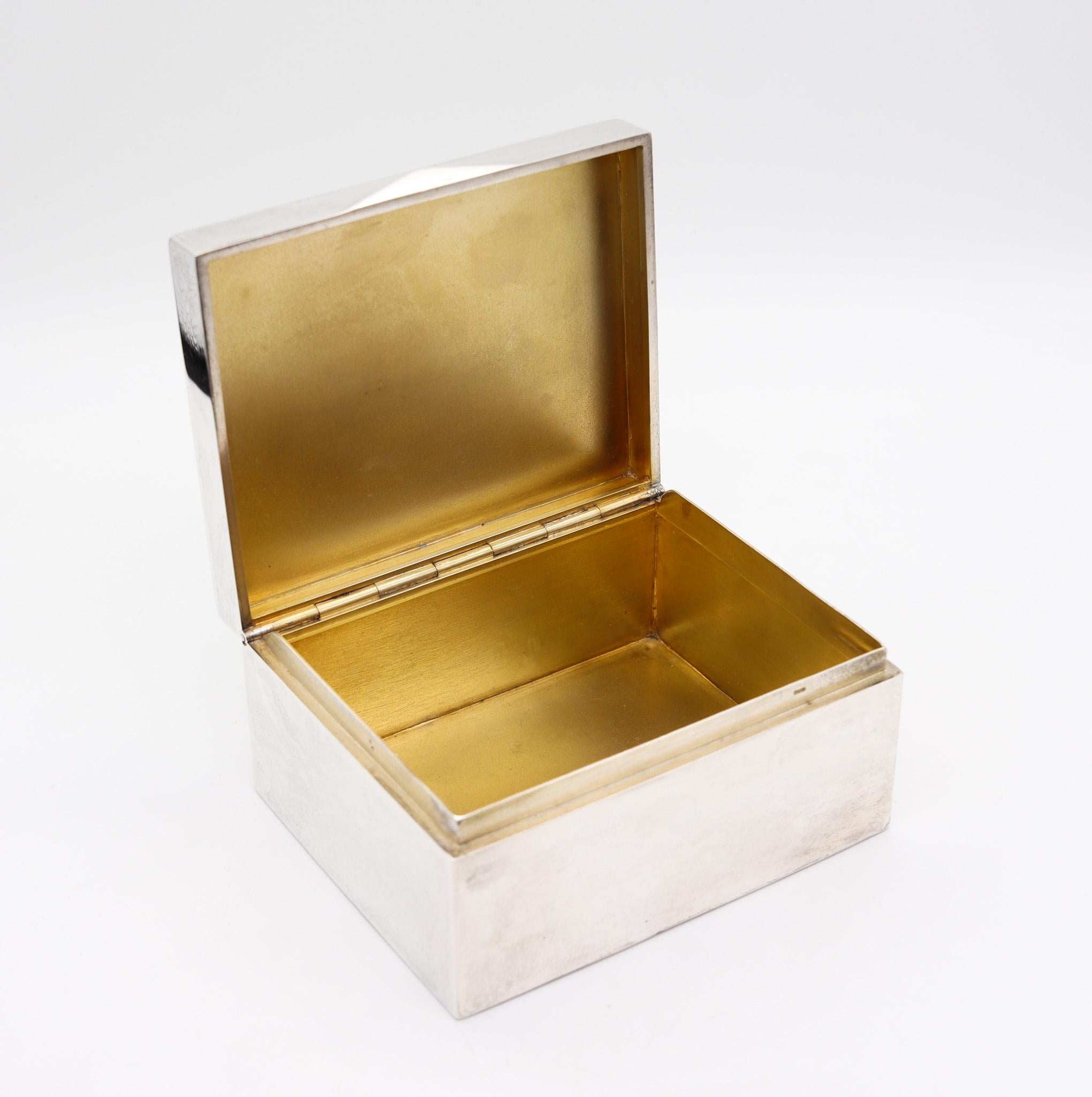 Jugendstil George Adam Scheid 1895 Green Enameled Guilloche Desk Box in .800 Silver