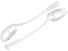 George Adams Sirvientes de Ensalada Victorianos de Plata de Ley de la Década de 1860 con Patrón de Violín