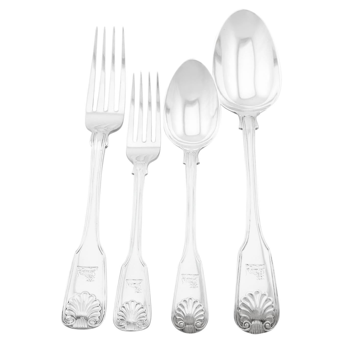 George Adams Victorian Sterling Silver Canteen of Cutlery for 12 Persons