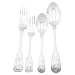 George Adams, mensa vittoriana in argento Sterling con posate per 12 persone