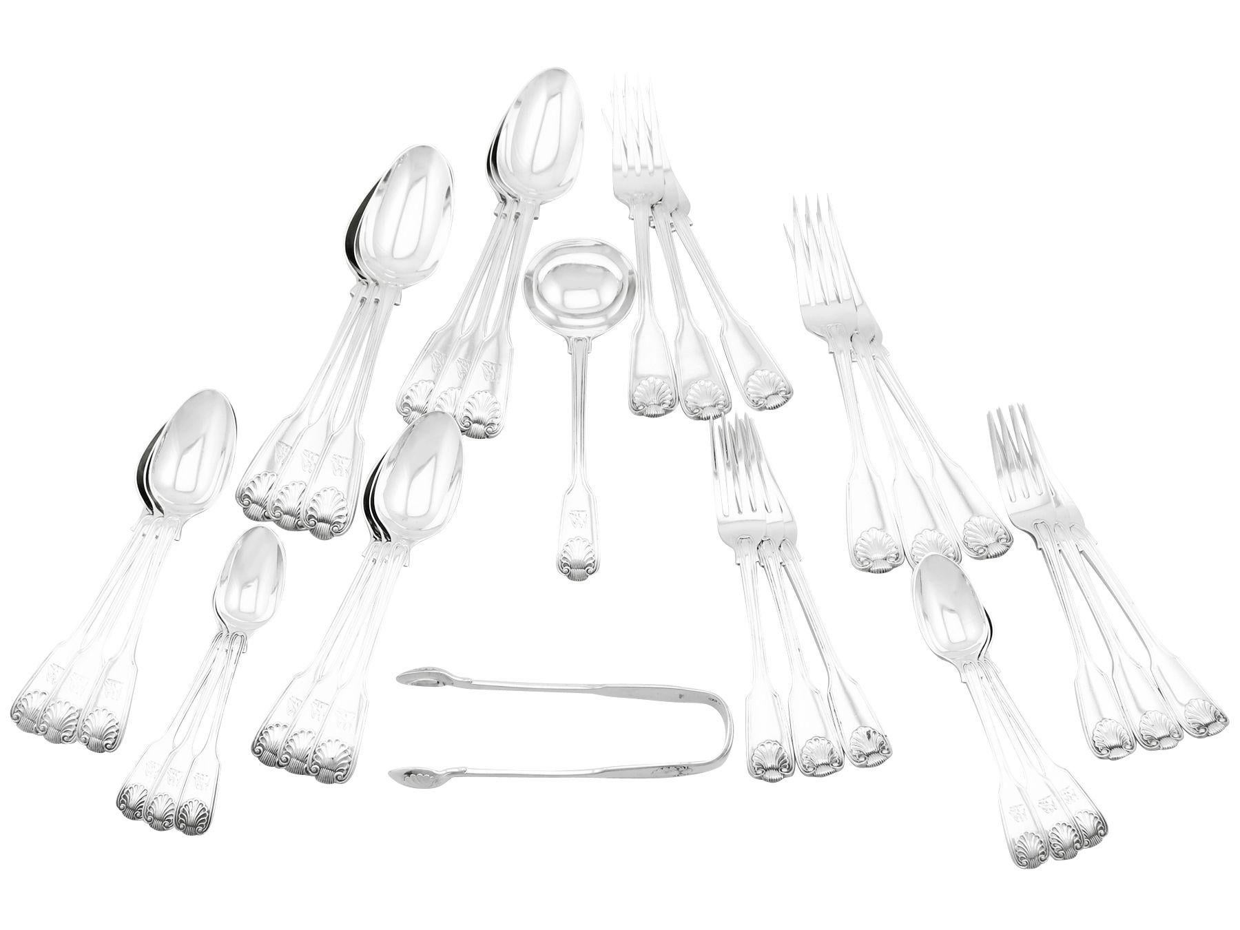 George Adams Victorian Sterling Silver Canteen of Cutlery for 6 Persons 10