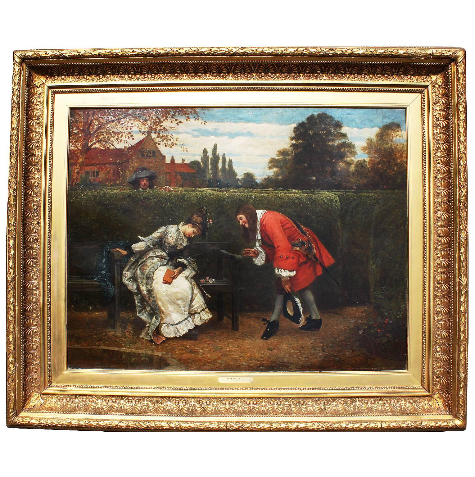 George Adolphus Storey Oil on Canvas "Love in a Maze" For Sale