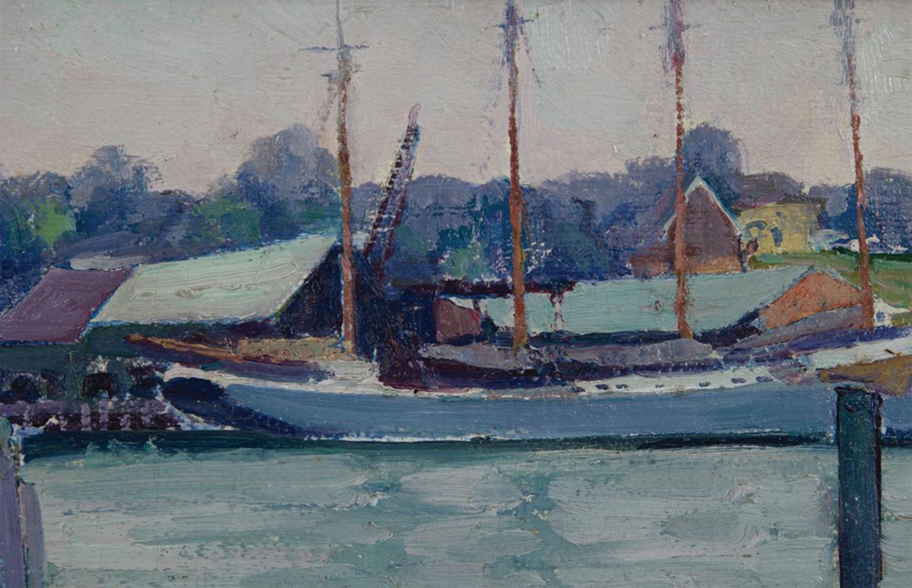 George Gustav Adomeit (American, 1879-1967)
Boothbay Harbor, 1924
Oil on canvas
Signed lower right
15 x 17 inches
20.25 x 22.25 inches, framed

A major painter of American scene subjects, George Adomeit was born in Memel, Germany, and came to