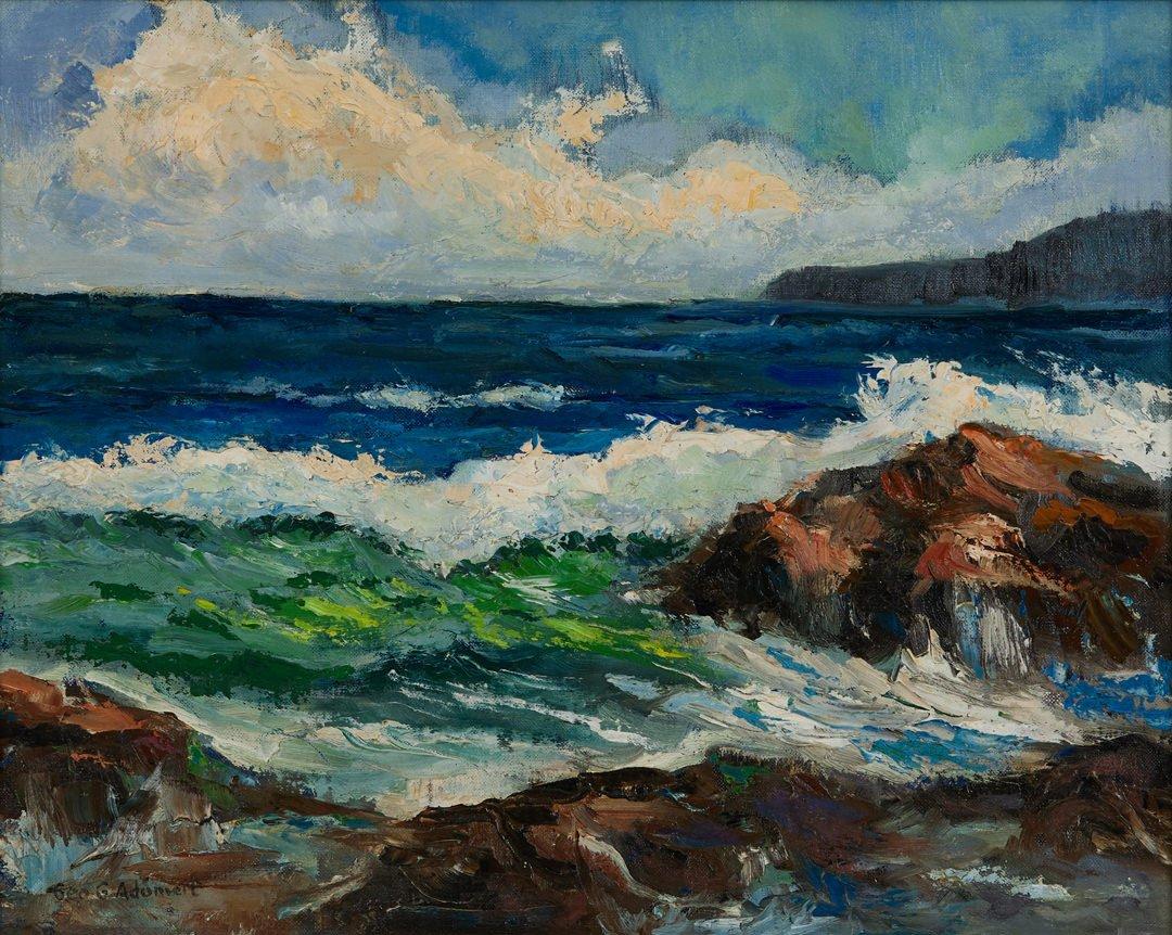 Landscape Painting George G. Adomeit - Scène côtière, 20e siècle Seascape, Cleveland School Artist