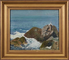 Meeresfelsen mit sitzendem Vogel Seelandschaft, Cleveland-Schule, frühes 20.