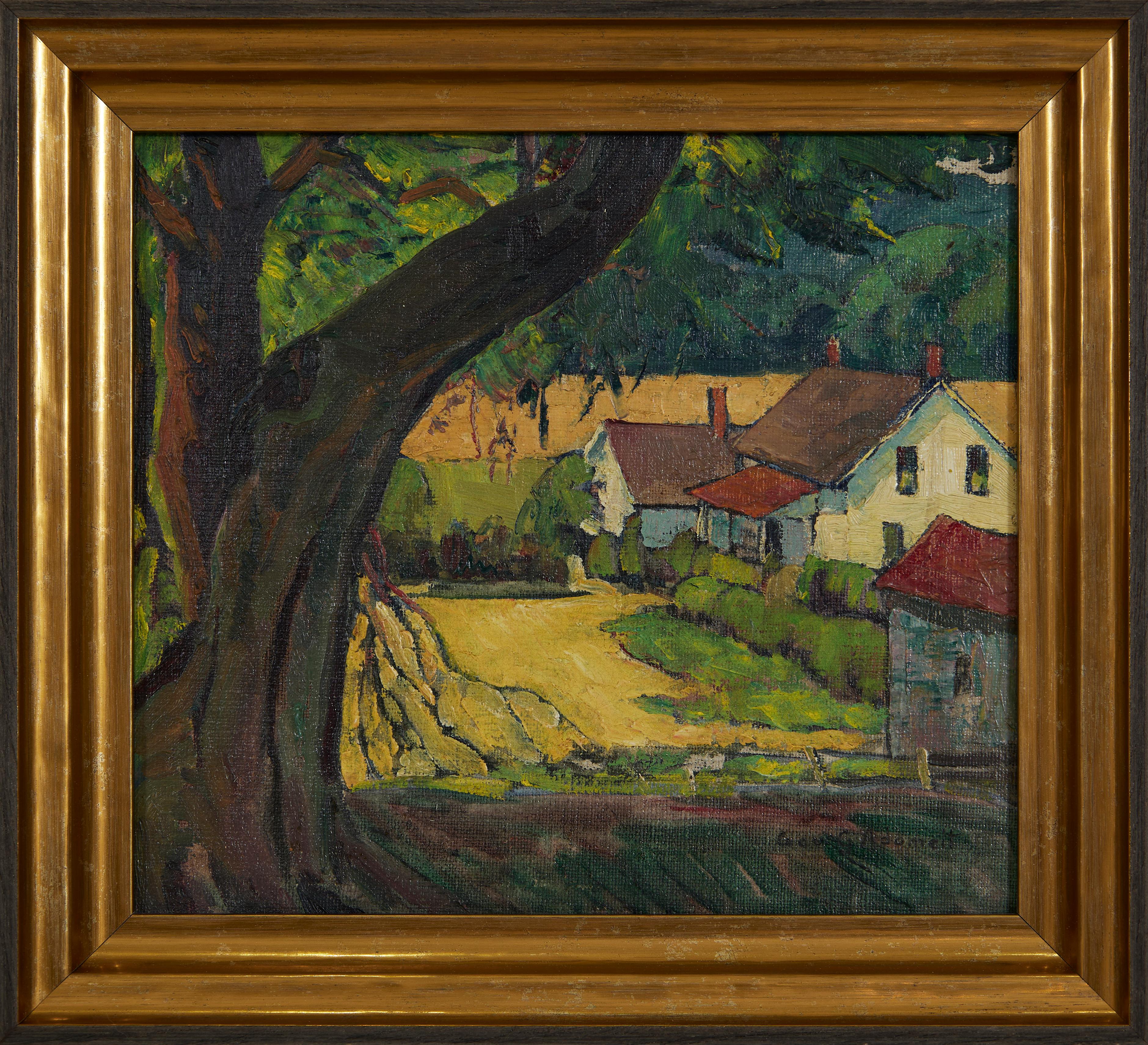 Overview, Summer Farm Landscape with Tree, Cleveland School Artist