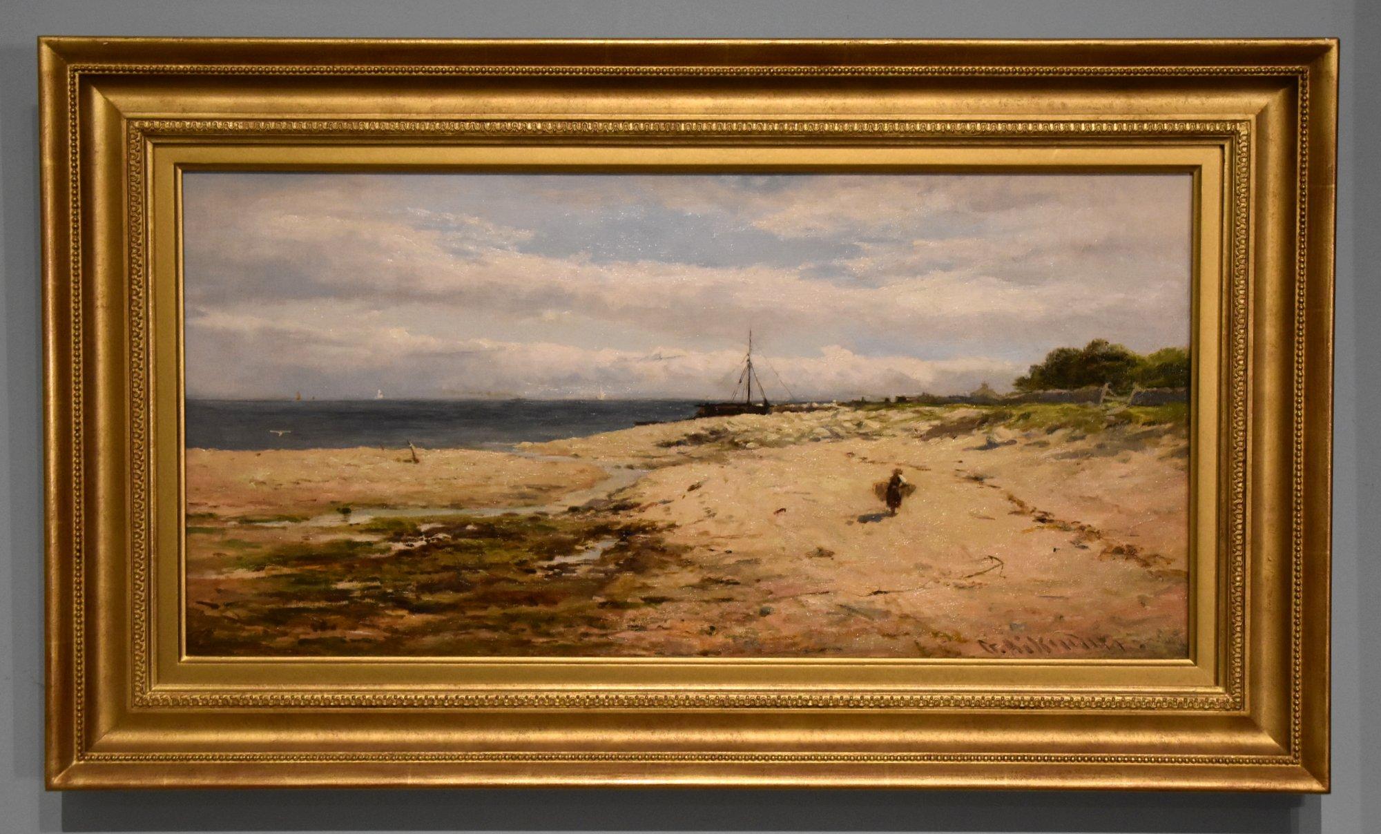 Oil Painting by George Aikman "A Scottish Coastal View" 1830 - 1905 A George Aikman was a Scottish painter and illustrator, associate member of the Royal Scottish Academy and exhibited R. A in London. Oil on canvas. Signed.

Dimensions unframed 13.5