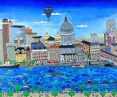 St. Paul's - Large London Skyline Acrylic on Board City Landscape Painting