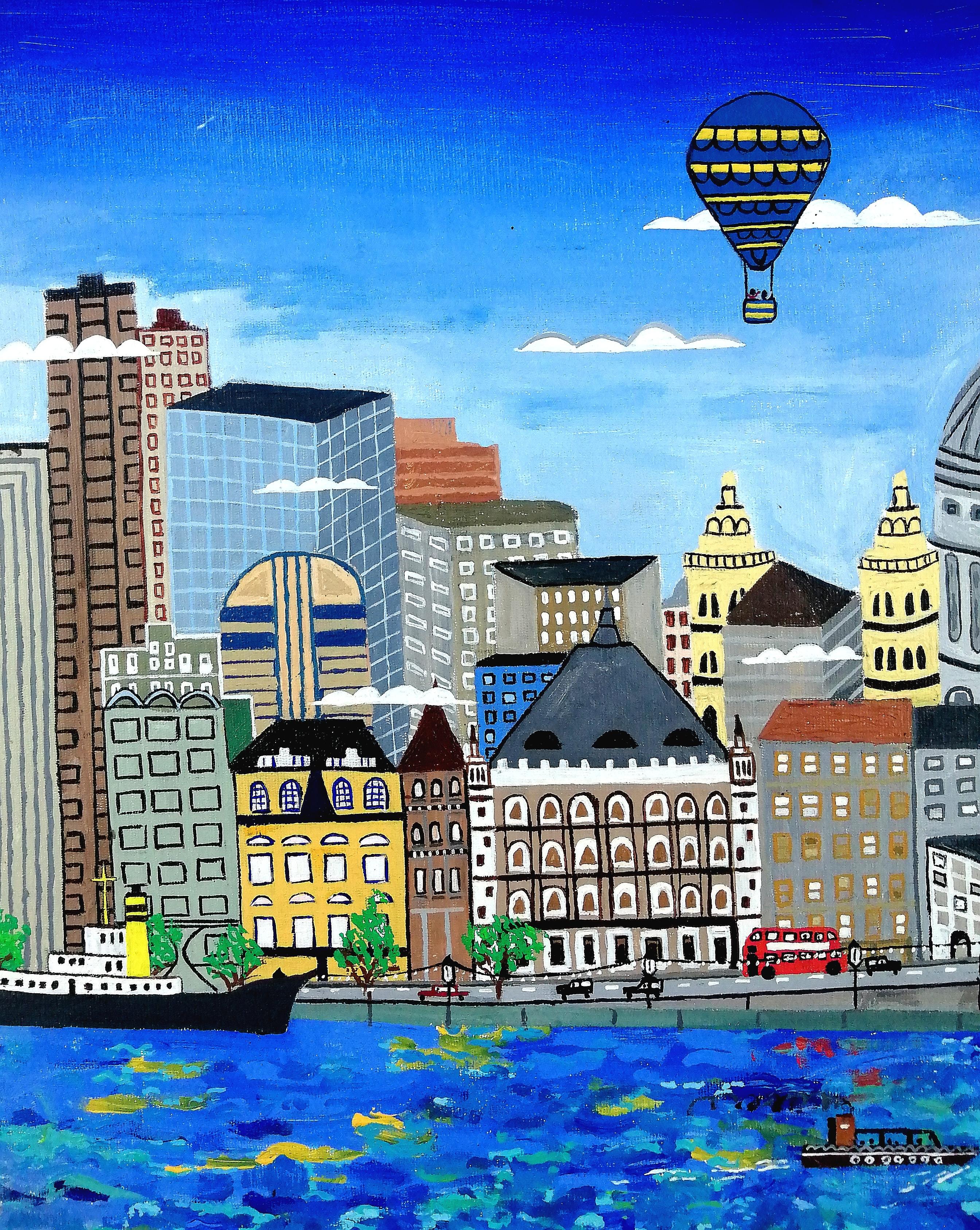 St. Paul's - Large London Skyline Acrylic on Board City Landscape Painting For Sale 2