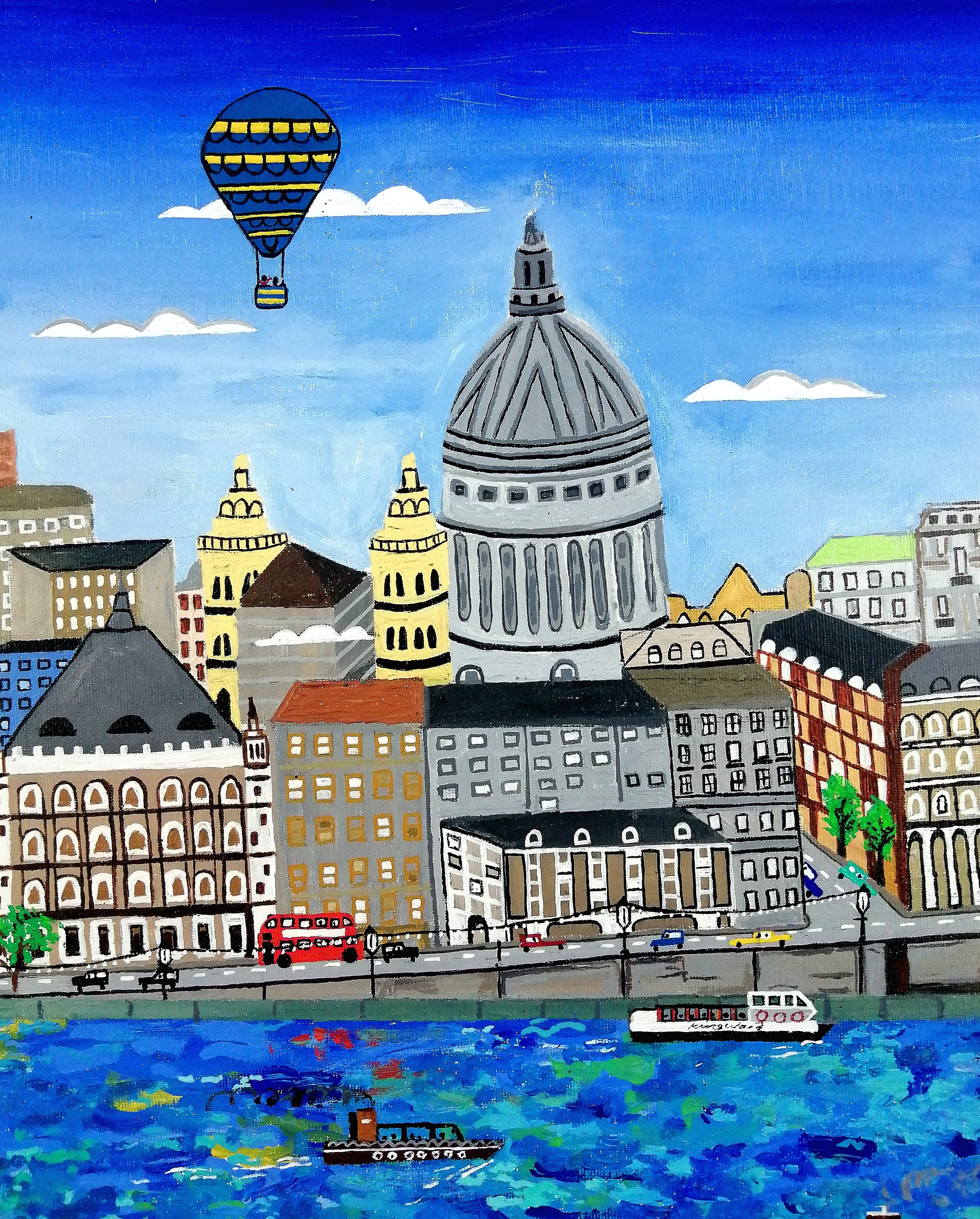 St. Paul's - Large London Skyline Acrylic on Board City Landscape Painting For Sale 5