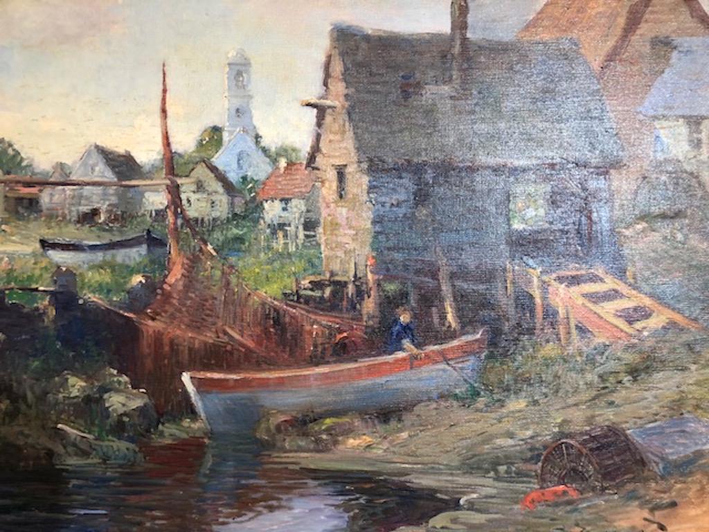 A highly regarded American impressionist-style artist, George Ames Aldrich spent many years in Europe to develop and perfect his style of work to create beautiful landscape paintings.

Painting is wrapped with Newcomb-Macklin frame. S.H. McElswain