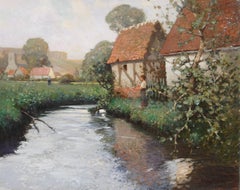 George Ames Aldrich Impressionist Oil Painting Summer Stream, 1908