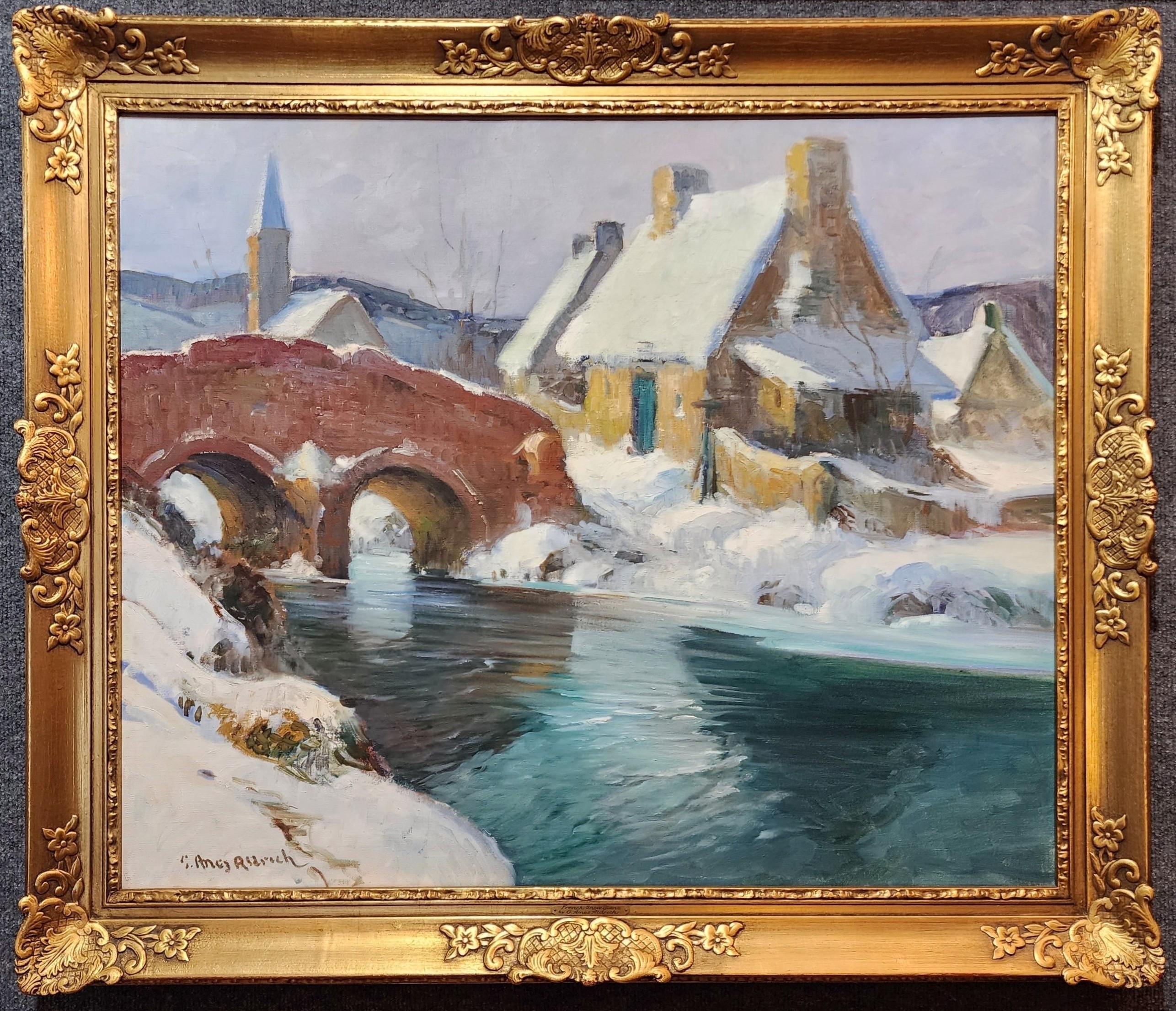 Normandía (Quimperie) Paisaje impresionista del río Winter de George Ames Aldrich 1