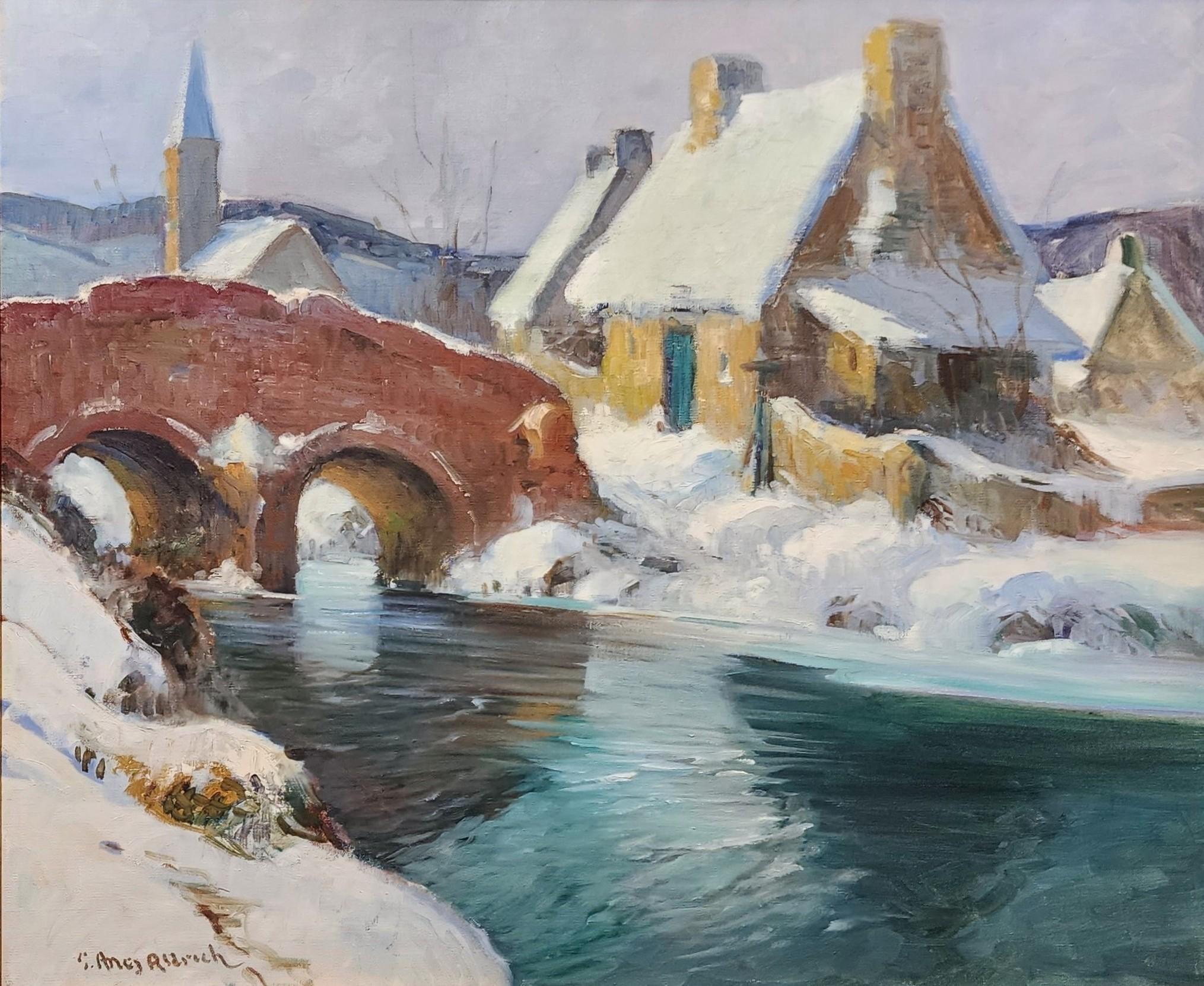 Normandía (Quimperie) Paisaje impresionista del río Winter de George Ames Aldrich 2